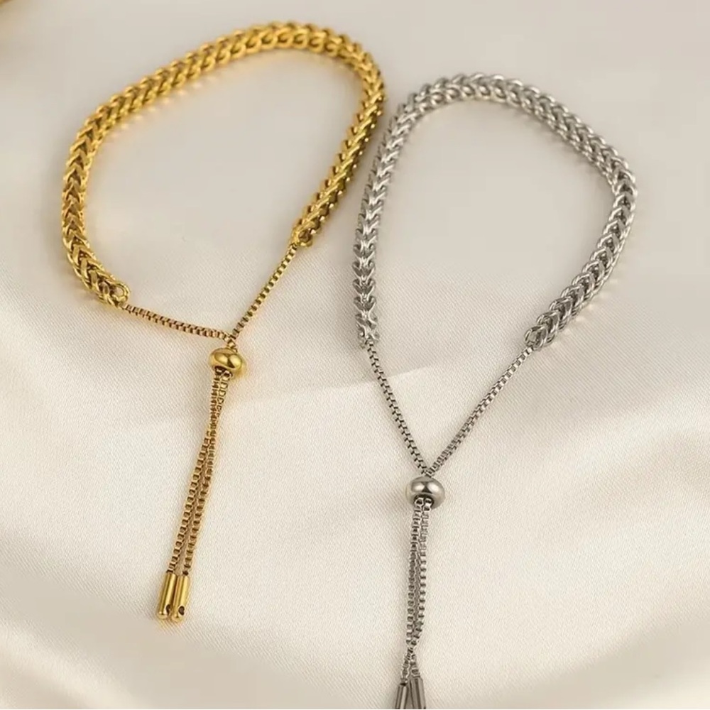 New Trendy Silver Plated Stainless Steel Braided Bracelet, For Men & women